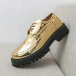 Uued kuldsed, valged, mustad lakknahast paksude tallaga brogue Oxford kingad meestele, kleidi-, &otilde;htu-, pulmajalatsid Zapatos Hombre Vestir 38