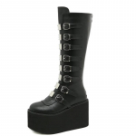 Disainer Suur Suurus 43 Must Gooti Stiil Lahedad Punk Mootorrattasaapad Naiste Platvorm Kiilkontsad K&otilde;rge Kontsaga S&auml;&auml;resaapad Naiste Kingad 35 must