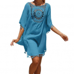 Naiste suvised ujumisriided, vabaaja &otilde;lavarrega tutid, rannap&uuml;ksid, lahtised &otilde;&otilde;nsad l&auml;bin&auml;gevad bikiinikatted rannabasseinis p&auml;evitamiseks sinine