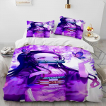 Demon Slayer voodipesukomplekt Kamado Nezuko tekikottkomplekt Voodikate Padjap&uuml;&uuml;r King Queen T&auml;is &Uuml;heinimese suurusega Voodipesu Lastele Teismeliste kingitus EU Twin(135x200cm) burgundiapunane