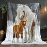 1 tk Valge Hobune ja Vars Lumemustriga HD-prindiga Tekk - Kerge flanellist viske tekk diivanile, voodile, reisimiseks, elutuppa, kontorisse 30x40in