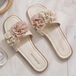 Moodsad Kummist Klapid Kingad Naine 2025Naiste Sussid Lilled Luksuslikud Sandaalid Havai Uued Pehmed Disainer Suvised Lamedad Rannalilled 35 beež