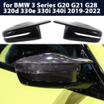 2pcs modified LHD Carbon Fiber Pattern Mirror cover caps for BMW 3 Series G20 G21 G28 320d 330e 330i 340i -2022 M4 style RHD left hand drive