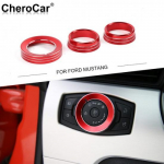 Red Air Conditioner Switch headlight Button Knob Trim Cover For Ford 15+ Mustang