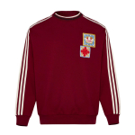 Adidas Originals S&uuml;gis/Talv 25 K&auml;sit&ouml;&ouml; &uuml;mmarguse kaelusega kampsun Hobuse aasta Piiratud CNY Uusaasta v&auml;ljaanne Sportlik lai triibuline pusa dressipluus KU1423 L