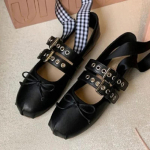 Retro-patsikuga madalad baleriinad Naiste mood &Uuml;mar nina Kitsas rihm pandlaga Mary Jane kingad Mugavad vabaaja madalad sandaalid 35 must