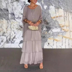 Naiste elegantne lilleprindiga &scaron;ifoonist boho pikk kleit kevade &uuml;mara kaelusega naiste pulloverkleit poolnahkhiire varrukatega kookseelikuga kleit XS