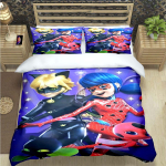 Klassikalise multifilmikassi prindiga voodipesukomplektid Vooditarvete komplekt Tekikomplekt Teismelistele T&uuml;drukutele Multifilm M-Miraculous Twin &Uuml;heinimese Lastekingitus EU Single(135*200cm)3pcs