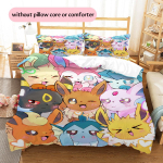 Eevee mustriga voodipesu Kodu kaunistamine S&uuml;nnip&auml;evakingitus (1 * tekikott + 2 * padjap&uuml;&uuml;ri, ilma s&uuml;damikuta) 135x200cm