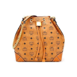 MCM Soft Berlin Visetos Monogrammiga T&otilde;mblukuga L&otilde;uendist ja Nahast Koppkott Naiste kotid Pruun Konjak MWDAABF02CO001 Basic Set (Bag+Dust Bag)