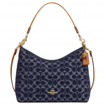 Coach Laurel 31 Metalllogo Eemaldatav &otilde;larihm T&otilde;mblukuga Sulgemine Kangast Kandekott Suur Denim Sinine Naiste kandekott CY702-IMXIA Basic Set (Bag+Dust Bag)