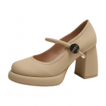 Prantsuse Briti Mary Jane'i kingad &uuml;he rihmaga v&auml;ikesed nahast kingad paksud kontsad k&otilde;rged kontsad &uuml;ksikud kingad 40 must