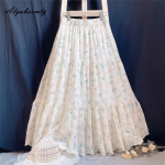 Prairie Chic Kevad Suvi Naiste Maxi Pikk Seelik Elastsusega V&ouml;&ouml;koht Lilleline Tikand Volangidega Seelik Magus Elegantne Kihtidega Seelik One Size
