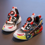 Boys' sneakers, new spring and autumn children's cartoon shoes, soft-soled fashionable running shoes for little boys, dad shoes 26Inner Length16.0cm punane