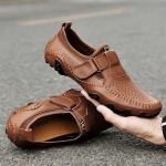 Suvised uued hingavad perforatsiooniga nahast kingad meestele disainer-mokassiinid kvaliteetsed libisemiskindlad v&auml;lisjalan&otilde;ud t&auml;iskasvanud meestele s&otilde;idujalan&otilde;ud meestele 38