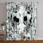2 tk prindiga kardinat jalgpallitr&uuml;kiga mitmek&uuml;lgne vastupidav pol&uuml;ester ilma kardinapuuta Art Deco pidulik t&auml;iuslik ruumikardin valmistatud W100*H160(CM)-Grommet top&1PCS