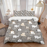 3 tk kassimustriga tr&uuml;kitud voodipesu tekikate, pehme ja mugav tekikate, sobib magamistuppa ja k&uuml;lalistetuppa177 135x200cm