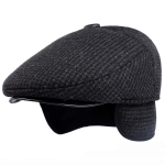 HT1847 Klassikaline Meeste M&uuml;ts S&uuml;gis Talve M&uuml;ts K&otilde;rvaklappidega Vanema Mehe Isa M&uuml;ts Soe Lame M&uuml;ts Villasegu Meeste Baret M&uuml;ts L 60cm black