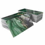 A60z Metroo plaadikleebis 32 tk Kuldsete soontega smaragdroheline marmor, 10 cm x 20 cm Paks PET L&auml;ikiv Kooritav ja kleepuv Backsplash seinaplaadidmay