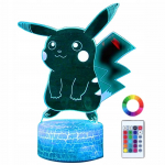 Pokemon Go Pikachu 16 LED 3D &Ouml;&ouml;lamp Lastele + Kaugjuhtimispult