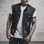 2195 * Punk Vabaaja Meeste Denim Vest Varrukateta Rev&auml;&auml;riga Denim Jakk E-kaubanduse jaoks 6XL must hall v&auml;rv