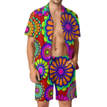 Havai S&auml;rgi Komplekt Meestele Retro Hippie Vabaaja S&auml;rgi Komplekt Trendikad Rannap&uuml;ksid Suvine Graafilise Mustriga &Uuml;likond 2 Osaline 3XL blue