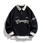 Meeste POLO kampsun Retro rev&auml;&auml;riga lahtine dressipluus XXXXL must