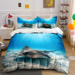 P&auml;ikesevalguses t&auml;piline raid Prinditud voodipesukomplekt 1 tekikott 2 padjap&uuml;&uuml;ri T&auml;iskasvanutele ja lastele Luksuslik kingitus T&auml;issuurus AU Single 140X210cm&set blue