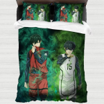 Anime Jaapani Blue Lock Laste Voodipesu Komplekt, Jalgpalli Poisi Magamistoa Dekoor Voodi Mikrokiud Tekikoti Komplekt Ja Padjap&uuml;&uuml;r 75*50cm 90x200cm 2pcs&Duvet Cover