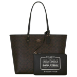 Coach City 33 Kahepoolne Klassikalise Prindiga PVC Kandekott Naiste Kandekotid Tumehall CBQ38-IMXAQ Gift Box Sets (Basic Set+Black Box) black