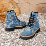 Paks Tald Denim Pahkluusaapad Naistele 2025 S&uuml;gismoe Tie-Dye K&uuml;lgmumm L&auml;&auml;nelikud Kauboi Saapad Naiste Platvormjalatsid Suurused 36 sinine
