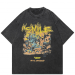 Streetwear Grafiti Kunst Graafiline T-s&auml;rk Puuvill Pesta Must T-s&auml;rk Unisex &Uuml;lem&otilde;&otilde;duline L&uuml;hikeste Varrukatega T-s&auml;rk S