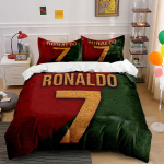 Ronaldo 7 Voodipesukomplekt Voodipesu Tekikottide Komplekt Tekikott Padjap&uuml;&uuml;rid (1 * Tekikott 2 * Padjap&uuml;&uuml;rid ilma tekikotita) 140x200cm black