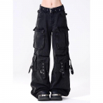 Naiste Y2k Ameerika Retro Mitme Taskuga Cargo teksap&uuml;ksid Ameerika Vintage Gyaru Esteetika Grunge teksap&uuml;ksid Sirged DENIM p&uuml;ksid S must