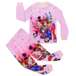 AIAI 2025H&auml;mmastav Digitaalne Tsirkus Kost&uuml;&uuml;m Laste Cosplay Pomni Caine Jax Pikk T-s&auml;rk + P&uuml;ksid Poisid T&uuml;drukud Pidžaama Halloweeni Maskeraad 130cm&Digital Circus pink