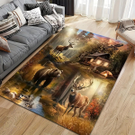&Uuml;limalt realistlik metsloomade hirvekaru metsa stseen ala vaip elutuppa maal&auml;hedane onni sisekujundus esiku p&otilde;randamatt 80cm x 120cm black