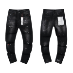 Meeste Tatters Pritsitud V&auml;rv Meeste Slim Rebenenud M&auml;rgiga Venivad Retro K&otilde;rgekvaliteedilised Meeste P&uuml;ksid 38 black
