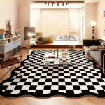 Retro ruuduline magamistoa dekoratsioonivaip Kerged luksuslikud vaibad elutuppa Kohev pehme puhkeruumi vaip Kodu paksenenud pl&uuml;&uuml;sist p&otilde;randamatt 80x120cm white