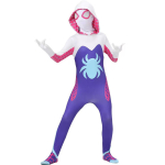 Halloweeni Gwen Stacy Bodysuit Cosplay Kost&uuml;&uuml;m Spider-Man Into the Spider-Verse Kombinesoon Lastele T&auml;iskasvanutele Veniv Hingav Spidey Riietus 120 lilla