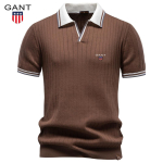 Gant 2026 Suvi Uus Meeste Tikandiga Vabaaja Kontrastsete V&auml;rvidega Polo S&auml;rk L&uuml;hikeste Varrukatega Meeste Villane Top XXL brown