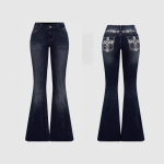 Moodsad Y2k teksap&uuml;ksid naistele Sinised K&otilde;rge V&ouml;&ouml;koht Laia S&auml;&auml;raga Denim P&uuml;ksid Tikandiga Vintage Retro Stiil Trendikas Kollektsioon M black