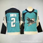 Meeste San Jose Sharks 2 Will Smith Must Kollane J&auml;&auml;hoki S&auml;rk F&auml;nni R&otilde;ivad Puuvilla Akr&uuml;&uuml;li Segu Large blue
