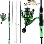 Sougayilangi &otilde;ngeritv ja -rull, s&uuml;sinikkiust kalapuuk, spinningurull bassip&uuml;&uuml;giks 2.1m&GB2000 roheline