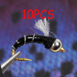 10 tk Sumiserid Forelli landid Kuivk&auml;rbsep&uuml;&uuml;k Forell Black Beadhead Emerger Nymph Flies