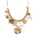 Les Tr&eacute;sors De Lily [Q8778] - Collier Cr&eacute;ateur 'Acapulco' beige gris dor&eacute; - 16x5 cm beež