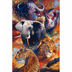 Kodukaunistus DIY 5D teemanttikandid  Big Five Animals Lord  Teemantristpiste 20X30CM