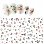 1 lehed lilled 3D k&uuml;&uuml;nekleebised manik&uuml;&uuml;ri vee&uuml;lekande kleebised