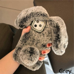 Diamond Bunny Rabbit Fur Fluffy telefoni&uuml;mbris iPhone'ile 16 15 14 13 12 11 Pro Max Plus XS Max Samsung S25 S24 S23 S22 S21 Ultra Plus FE A55 A13 A53 A54 iPhone 6 tumehall v&auml;rv