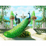 T&auml;is&uuml;mar/ruudukujuline 5D Teemantmaaling Kaks kaunist paabulindu Teemanttikandid Ristpistekomplektid Kodukaunistus K&auml;sitsi valmistatud kingitused Round 20x30cm