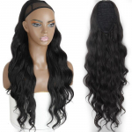 MERISIHAIR keha laineline pikk hobusesaba pikendus s&uuml;nteetiline n&ouml;&ouml;riga hobusesaba Clip In juuksepikendused naistele must blond hobusesaba 26INCH&China